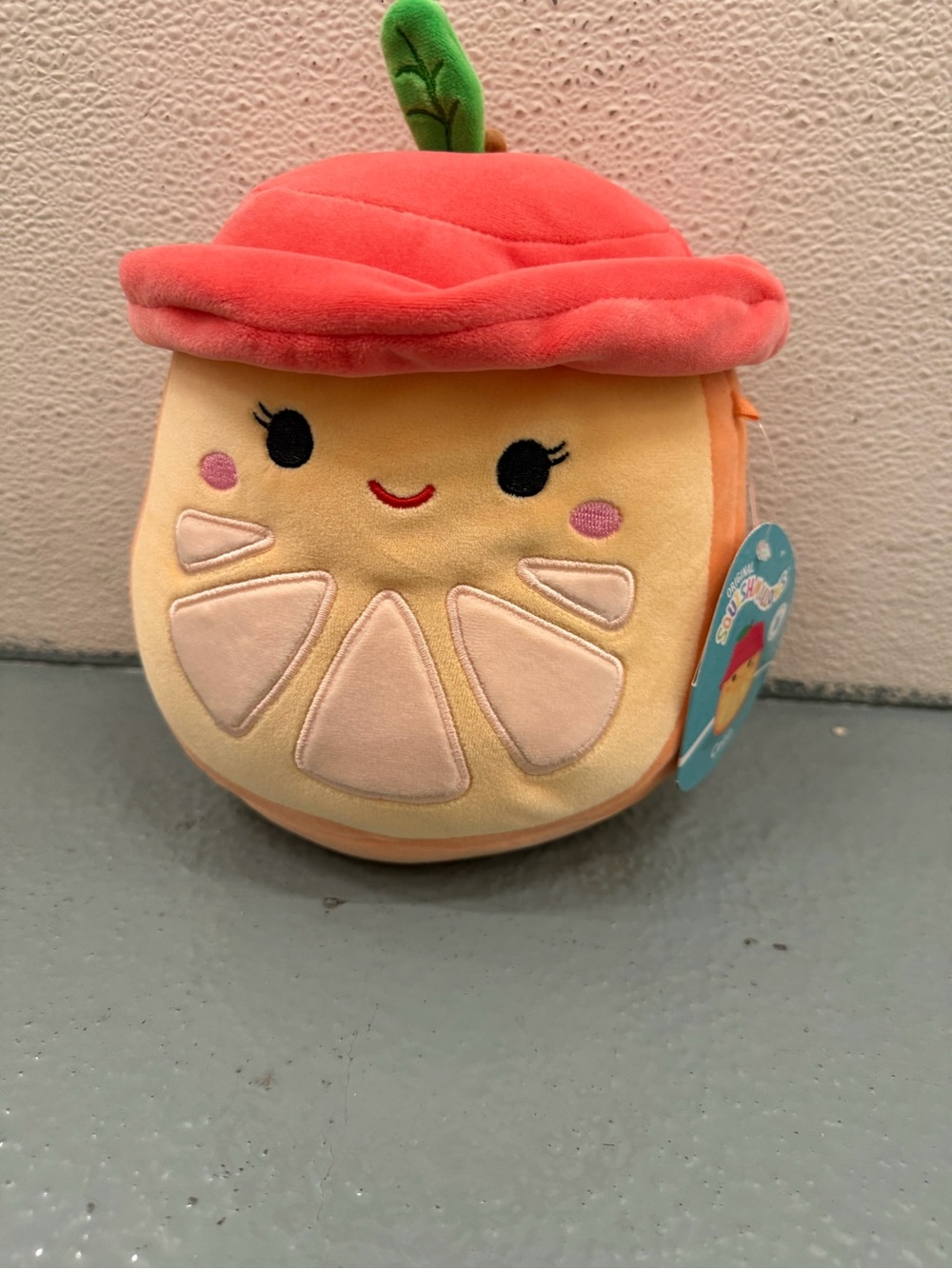 Squishmallowss Celie Orange Plush Toy Soft Stuffed Animal Pink Hat